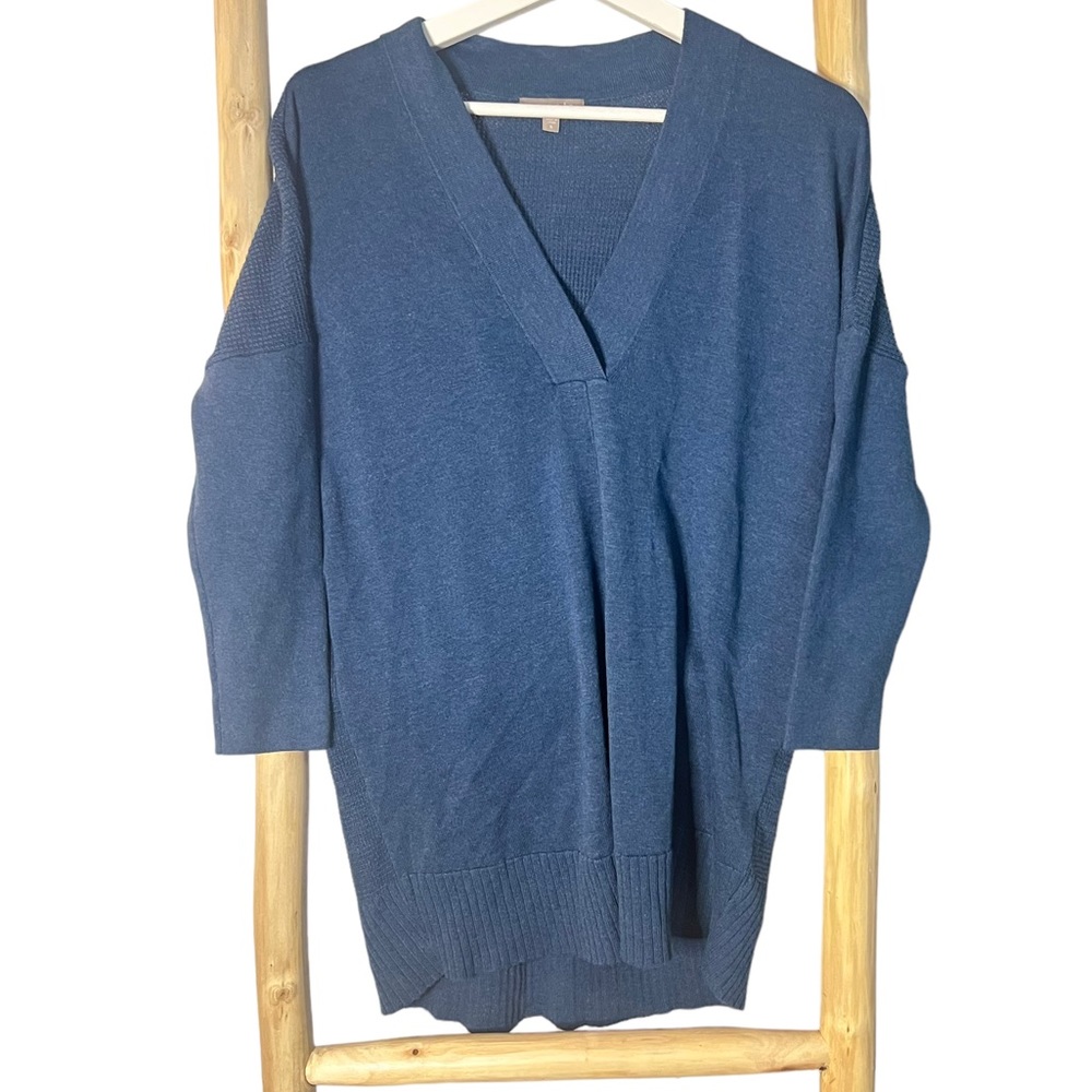 Lilla P teal v neck cotton modal ribbed sweater women’s small